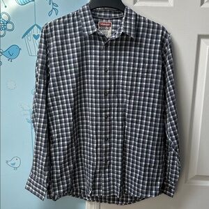 Vintage Wrangler Jeans Co 100% Cotton Buttons Up Plaid Blue Men's Shirt Size L !